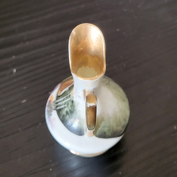 Vintage Japan 3" Porcelain Mini Pitcher + Plate Winter Autumn Scenes - Picture 5 of 8